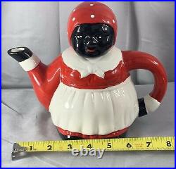 Vintage Auntie Jemima Teapot F & F Americana Collectible Ceramic Red White Black