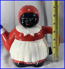 Vintage Auntie Jemima Teapot F & F Americana Collectible Ceramic Red White Black