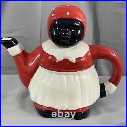 Vintage Auntie Jemima Teapot F & F Americana Collectible Ceramic Red White Black