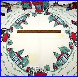 Vintage BLACK AMERICANA LINEN Real! 48x48 KITCHEN TABLECLOTH Working the Fields