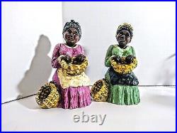 Vintage Black African Americana Folk Art Figurines Charleston Basket Weaver