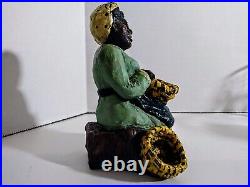 Vintage Black African Americana Folk Art Figurines Charleston Basket Weaver