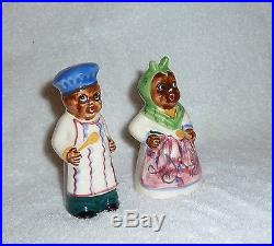 Vintage Black Americana 1950s JAPAN Mammy Jemima Salt Pepper Shakers Rare