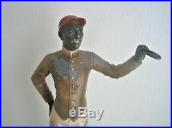 Vintage Black Americana Cast Aluminum Lawn Jockey Figurine Bank/door Stop