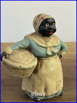 Vintage Black Americana Cast Iron Bank-Woman Doing Laundry