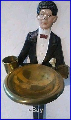 Vintage Black Americana Cast Iron Butler Smoking Stand/Statue 33