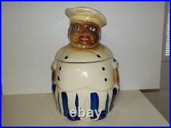 Vintage Black Americana Ceramic Chef Cooke Jar c. 1940