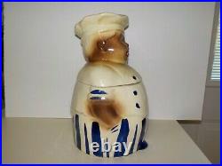 Vintage Black Americana Ceramic Chef Cooke Jar c. 1940