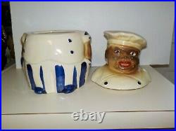 Vintage Black Americana Ceramic Chef Cooke Jar c. 1940