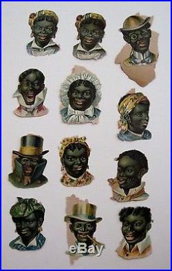 Vintage Black Americana Die Cuts of Black Men & Women's Faces with Different Hats