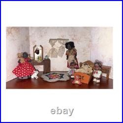 Vintage Black Americana Dollhouse Scene Miniature Dolls Furniture Lot