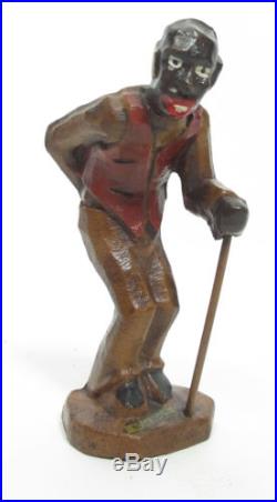 Vintage Black Americana Figural Painted Wood Carving Pappy Folk Art Souvenir yqz