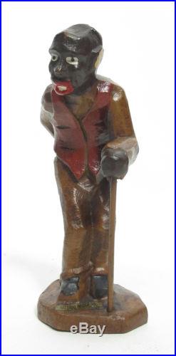 Vintage Black Americana Figural Painted Wood Carving Pappy Folk Art Souvenir yqz