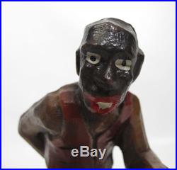 Vintage Black Americana Figural Painted Wood Carving Pappy Folk Art Souvenir yqz