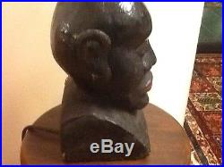 Vintage Black Americana/Folk Art Carved Head/ Bust Lamp