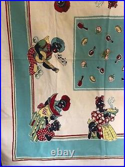 Vintage Black Americana Mama, Child, Watermelon Table Cloth 52' x 48Border