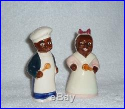 Vintage Black Americana Mammy Pappy Polka Dot Salt and Pepper Shakers JAPAN