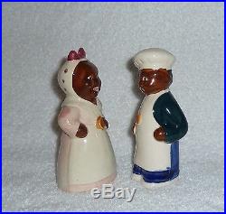 Vintage Black Americana Mammy Pappy Polka Dot Salt and Pepper Shakers JAPAN