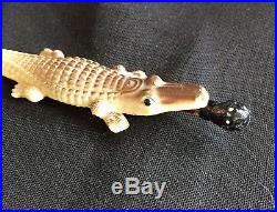 Vintage Black Americana Memorabilia Alligator Eating Black Man Pencil Holder