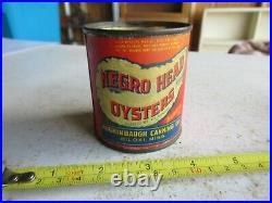 Vintage Black Americana Negro Head Oysters Tin Can Biloxi MS Lot 21-28-90
