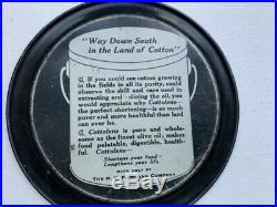 Vintage Black Americana The Source Of Cottolene Metal Tip Tray 4 1/4 Diameter