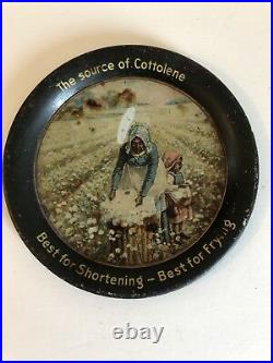 Vintage Black Americana The Source of Cottolene Metal Tip Tray 4 1/4 dia