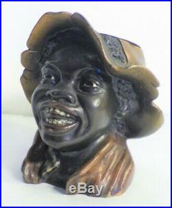 Vintage Black Boy Cast Brass Match Holder Johnny Griffin Americana Blackamoor