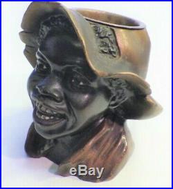 Vintage Black Boy Cast Brass Match Holder Johnny Griffin Americana Blackamoor