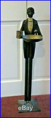 Vintage Black Butler Cast-iron Smoke Stand with Ashtray-36 Tall-Black Americana