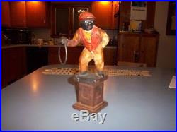 Vintage Black Lawn Jockey 11 Cast Iron Footman Door Stop Gate Lantern Holder