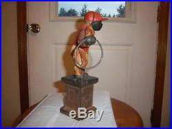 Vintage Black Lawn Jockey 11 Cast Iron Footman Door Stop Gate Lantern Holder