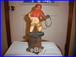 Vintage Black Lawn Jockey 11 Cast Iron Footman Door Stop Gate Lantern Holder