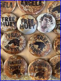 Vintage Black Panther Party Detroit Branch Lot of 40+ Pin Back Buttons 1970/80s