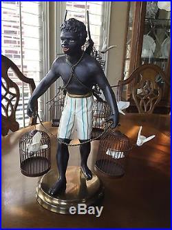 Vintage Blackamoor Petite Choses Nubian 14 Metal Statue withBaskets Brass Base