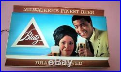 Vintage Blatz Beer Sign Electric Black Americana 1970's Milwaukee Light Working