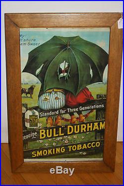 Vintage Bull Durham Black Americana Smoking Tobacco Advertising Poster Framed
