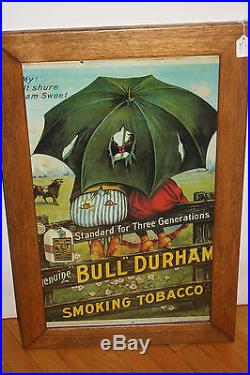 Vintage Bull Durham Black Americana Smoking Tobacco Advertising Poster Framed