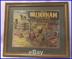 Vintage Bull Durham Smoking Tobacco Framed Poster Black Americana