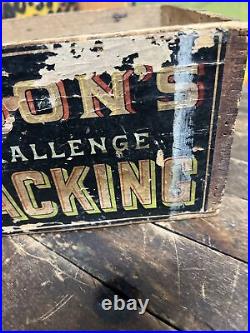 Vintage C. 1880 Americana Masons Challenge Blacking Wooden Crate Carrier Sign