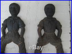 Vintage Cast Iron Black Americana Fireplace Andirons Fire Dogs Seamen/sailors