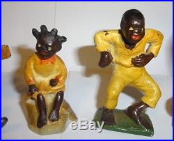 Vintage Cast Iron Black Americana Hubley Toy Figures Banjo Player, Mammy +