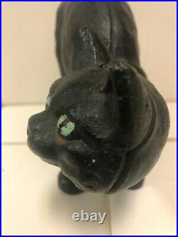 Vintage Cast Iron Black Scared Arched Cat Figure Door Stopper