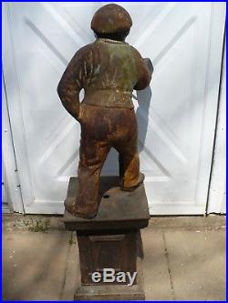 Vintage Cast Iron Lawn Jockey, 38 Tall