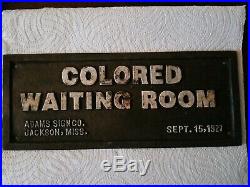 Vintage Cast Iron Segregation Sign Colored Waiting Room Jackson, Miss