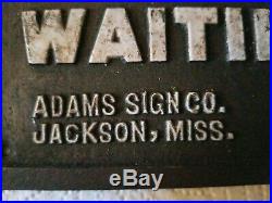 Vintage Cast Iron Segregation Sign Colored Waiting Room Jackson, Miss