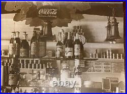 Vintage Coca Cola Sign Soda Jerk Soda Fountain Ice Cream Parlor B & W Photograph