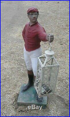 Vintage Concrete Lawn Jockey With Lantern