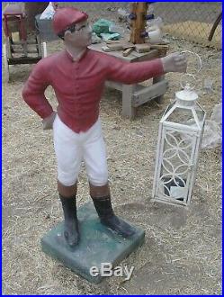 Vintage Concrete Lawn Jockey With Lantern