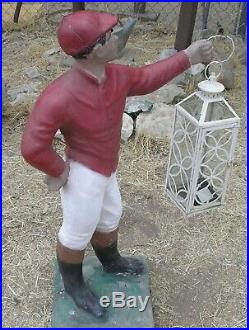 Vintage Concrete Lawn Jockey With Lantern