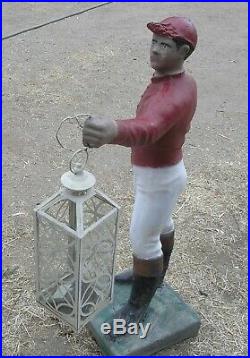 Vintage Concrete Lawn Jockey With Lantern